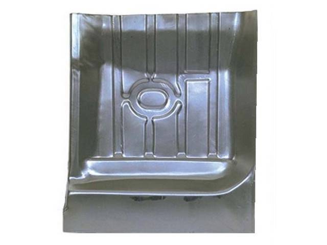 FLOOR PAN, Rear Section, LH, 23 inch length x 20 inch width, has a 1 inch overlap for joining the front and rear pans, US / Canadian made Repro