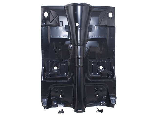 Complete A/T Floor Pan with braces, transmission tunnel and pre-punched drain holes, w/o inner rocker panels for (75-81)