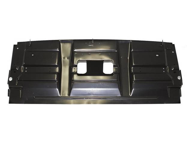 BRACKET, Rear Seat Backrest, EDP coated repro  ** Fits p/n C-12981-2B and C-12981-2C trunk pans w/o modification, customer must trim the corners to fit p/n C-12981-2A 1967 trunk floor pan **