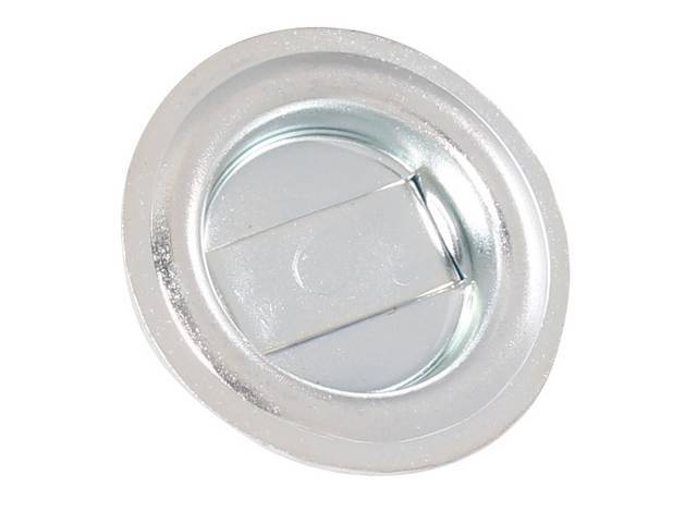 PLUG, Hole / Rear Compartment / Trunk Floor Pan Drain Hole / Spare Tire Pocket Drain Hole, 1.375 Inch Diameter, steel, Repro