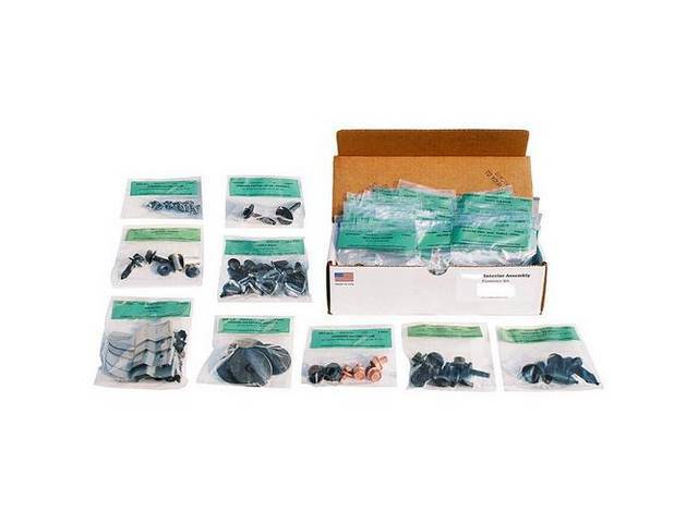 HARDWARE KIT, Master Interior, correct fasteners to attach interior components in a discounted kit versus purchasing individual smaller kits, (255) incl OE style fasteners w/ correct color and markings