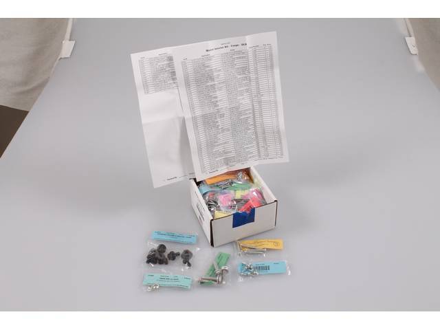 HARDWARE KIT, Master Interior, correct fasteners to attach interior components in a discounted kit versus purchasing individual smaller kits, (405) incl OE style fasteners w/ correct color and markings