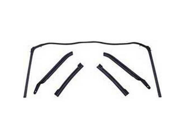 WEATHERSTRIP SET, Convertible Top Side Rail, recently re-engineered on new tooling for better sealing and easier installation, (5) incl roof line weatherstrips for each side and front header weatherstrip, does not incl pillar weatherstrips or instructions