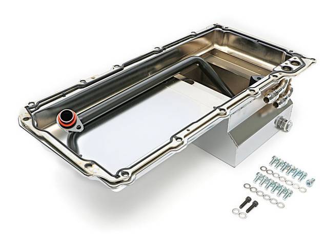 LS Conversion Engine Oil Pan, 7 Quart Capacity, Chrome Stamped Steel, Rear Sump