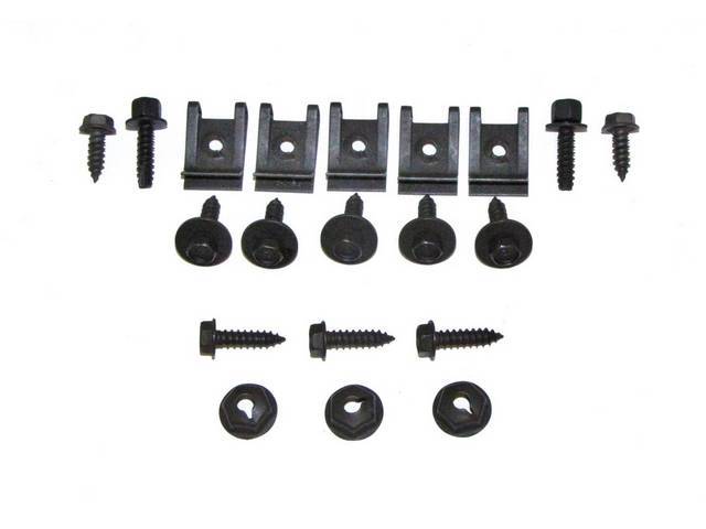 Dash / Instrument Panel Pad Fastener Kit, 20-pc includes Screws, Flat Sems and Spring Nuts for (70-71)