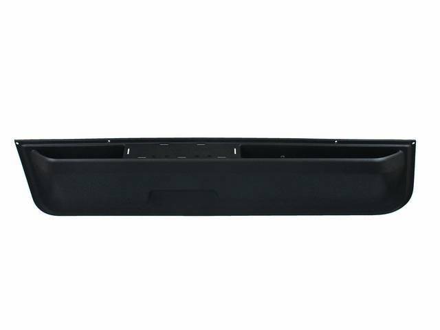 PANEL, Front Door Lower Trim Finish, Black, LH, molded plastic, incl arm rest provision, correct grain and finish, GM licensed restoration part, OER repro