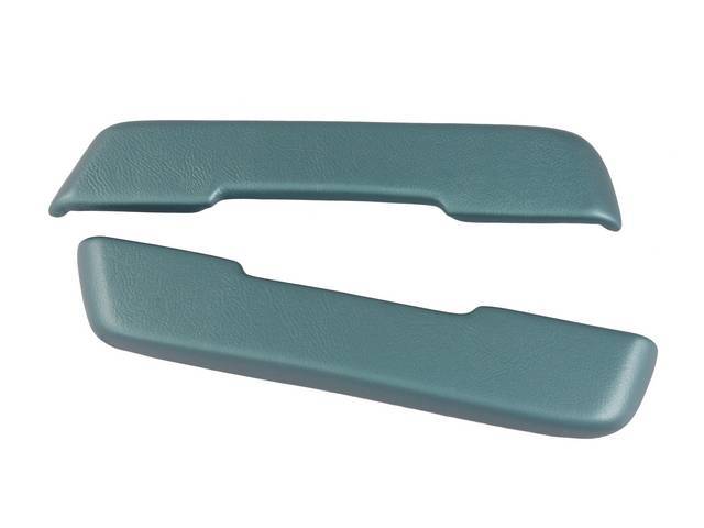 COVER / PAD, Arm Rest, Front Door, Dark Aqua (actual color, GM called Turquoise or Dark Turquoise), madrid grain vinyl and foam over a steel core, repro