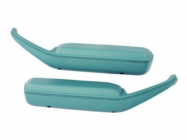 COVER / PAD / TRIM ASSY SET, Arm Rest, Front Door, Light Blue, features injected molded urethane w/ correct plastic insert in correct grain and dimensions, OER repro