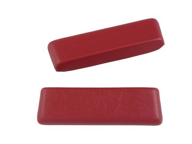 COVER / PAD, Arm Rest, Rear Quarter Trim, Red (actual color, GM called Red or Medium Red), seville grain vinyl and foam over a steel core, repro