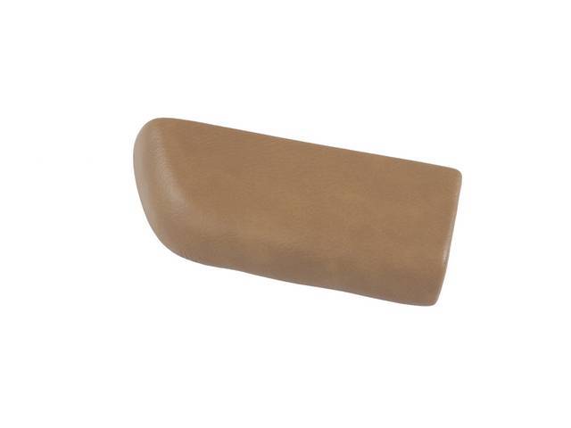 COVER / PAD, Arm Rest, Rear Quarter Trim, Mustard Gold (actual color, GM called Gold or Medium Gold), LH, madrid grain vinyl over a steel core, repro