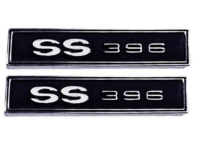 Front Door Trim Name Emblem Set, *SS396*, black and silver finish, includes mounting clips