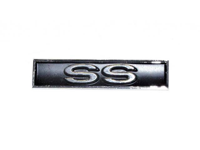 Front Door Trim Name Emblem, *SS*, black and silver finish, GM Original