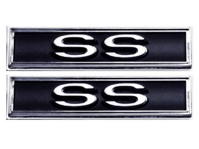 Front Door Trim Name Emblem Set, *SS*, black and silver finish, includes mounting clips
