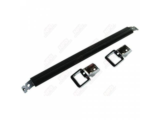 STRAP, Door Panel Pull, Inner, Black, RH or LH, incl attaching mounts, backing plate and screws, repro