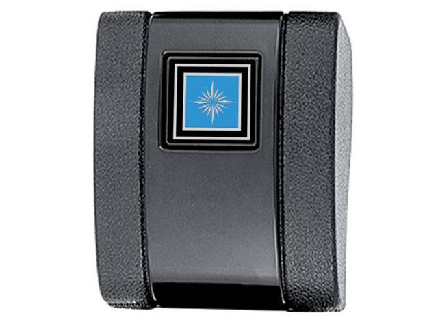 Seat Belt Buckle Cover Assembly, Black (paint to match) with blue emblem