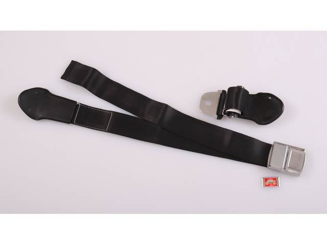 Front Seat Lap Belt, Dlx Interior, Black, reproduction