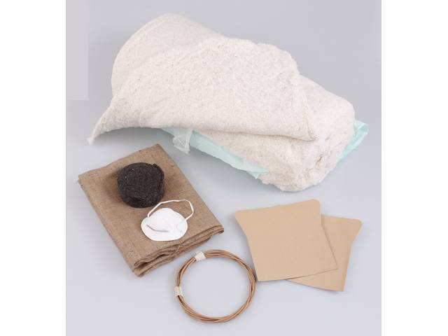 INSTALLATION KIT, Front Bucket Seats, incl 5 lb roll of cotton, 2 yards of burlap, 6 yards of paper coated listing wire, 3 yards of 2 inch wide felt, and a dust mask, does two seats, repro