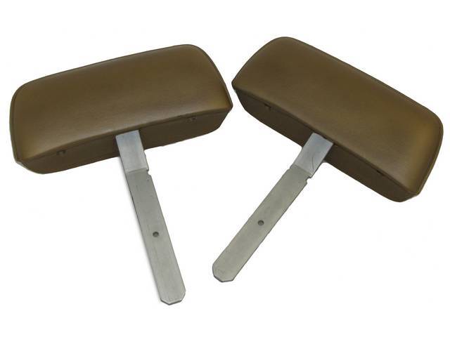 Head Restraint / Head Rest Assembly, Front Bucket Seat, Mustard Gold, 1st design (straight bar / post), OER repro