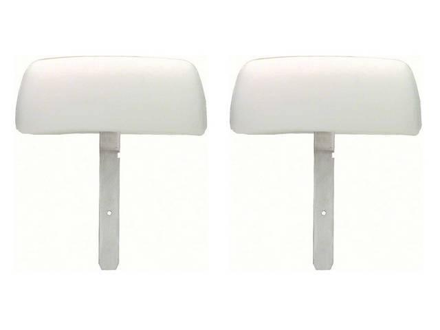 HEAD RESTRAINT / HEAD REST ASSY, Front Bucket Seat, Ivory, 2nd design (curved bar / post), OER repro