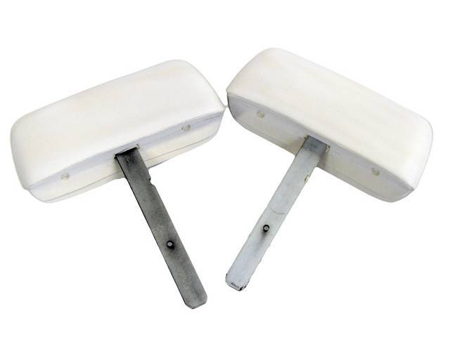 HEAD RESTRAINT / HEAD REST ASSY, Front Bucket Seat, Ivory, 1st design (straight bar / post), OER repro