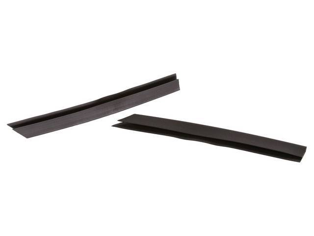 END TRIM SET, Package Tray / Rear Shelf Trim, black (can be painted to match interior color), fits at the ends of the tray / trim, US-made OE Correct Repro