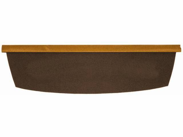 TRAY / TRIM, Package / Rear Shelf, Standard design without speaker / defroster holes, Camel / Saddle, Light Brown Vinyl Flap front w/ Dark brown tray