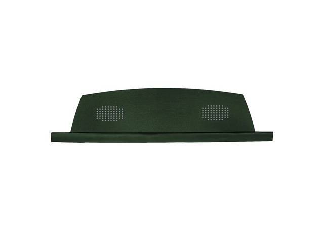 Package / Rear Shelf Tray / Trim, Deluxe w/ two speaker holes and covered w/ mesh, Dark Green, Concours repro