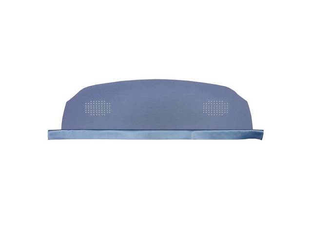 Package / Rear Shelf Tray / Trim, Deluxe w/ two speaker holes and covered w/ mesh, Bright Blue, Concours repro