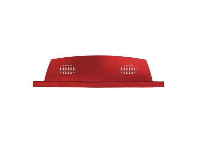 Package / Rear Shelf Tray / Trim, Dlx w/ two speaker holes and covered w/ mesh, Red, Concours repro