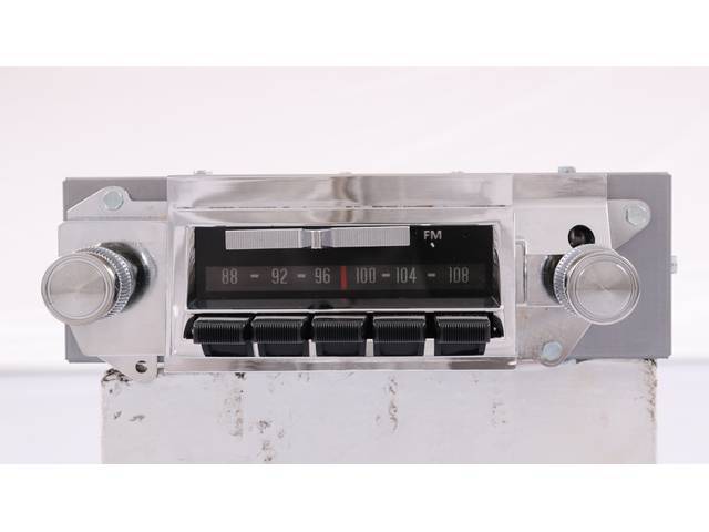 RADIO, AM/FM, OE Appearing W/ dial front face (no digital display), 180 Watt, 10 station presets (5 FM and 5 AM), features bluetooth, fade and balance control, tone (bass / treble), LED lighting, antenna lead, 2 RCA jacks, 3.5 mm jack for IPod, MP3 or sat