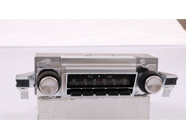 RADIO, AM/FM, OE Appearing W/ dial front face (no digital display), 180 Watt, 10 station presets (5 FM and 5 AM), features Bluetooth, black AM/FM slide bar, OE style dial scale for AM and FM w/ LED lighting, fade and balance control, tone (bass / treble),