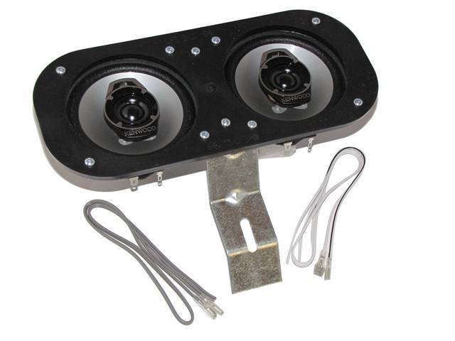 SPEAKER ASSY, In-Dash, High-Power, includes dual 4 inch O.D. 220 watt Kenwood speakers (featuring a 1 1/8 Inch O.D. tweeter) on a custom plate, mounts in factory location, repro