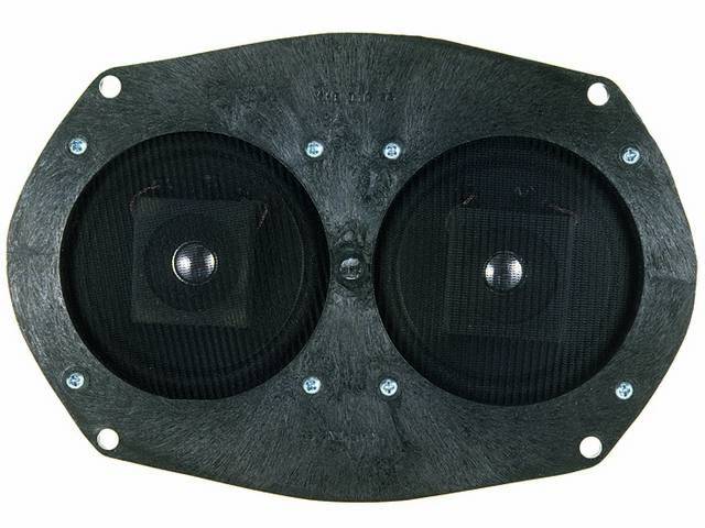 SPEAKER ASSY, In-Dash, Std Dash W/O Stereo Speakers, includes dual 4 inch O.D. 30 watt Vintage Car Audio coaxial speakers on a custom plate, mounts in factory location, repro