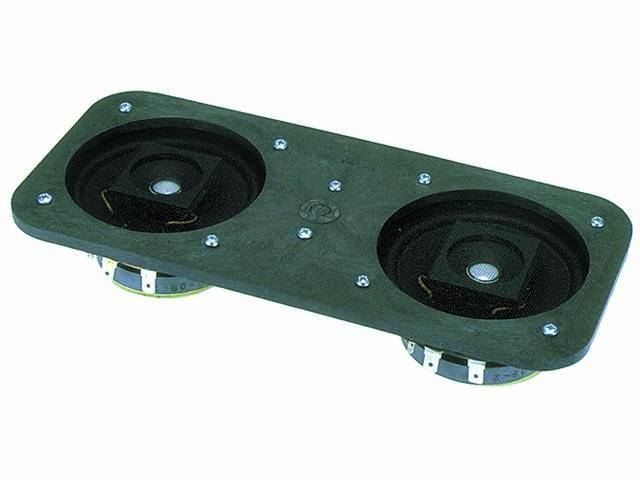 SPEAKER ASSY, In-Dash, Std, includes dual 4 inch O.D. 30 watt Vintage Car Audio coaxial speakers on a custom plate, mounts in factory location, repro