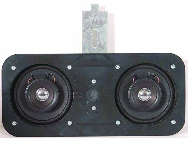 SPEAKER ASSY, In-Dash, Std, includes dual 4 inch O.D. 30 watt Vintage Car Audio coaxial speakers on a custom plate, mounts in factory location, repro