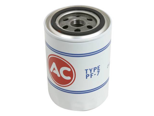FILTER, Oil, *AC*, PF7 white filter w/ red *AC* and blue markings, not an exact repro (slightly shorter and does not have a welded nut on top of the filter)
