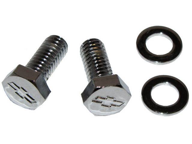 BOLT KIT, Ignition Coil Bracket to Intake, (4) Incl hex cap polished stainless bolts w/ *Bowtie* (.7 Inch Length, .92 Inch Over All Length W/ Hex Head) and washers, Repro