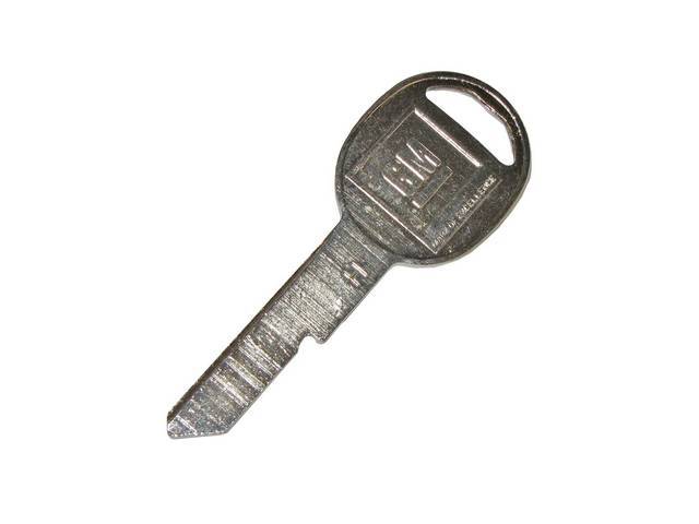 KEY BLANK, GM Oval, Features late style *GM* logo on head and *H* stamped on keyway, OE-style repro