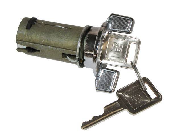 Ignition Switch Cylinder and Keys, w/ Later Style Square GM Key, reproduction