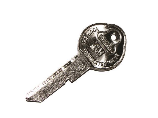 KEY BLANK, GM Pearhead, Secondary, Features *GM Your Key To Greater Value* wording on head and *B* stamped on keyway, OE correct repro