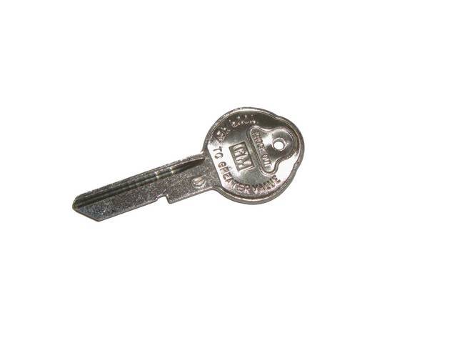 KEY BLANK, GM Pearhead, Secondary, Features *GM Your Key To Greater Value* wording on head and *D* stamped on keyway, OE correct repro