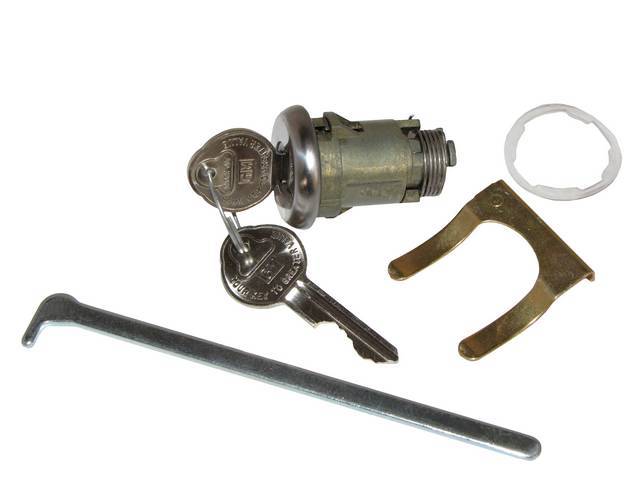 CYL AND KEYS, Trunk, W/ Original Style Pearhead GM Key, Repro