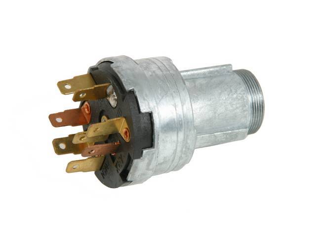 SWITCH ASSY, Ignition, 8 prong, Original GM p/n 1116693, repro  ** the inner cylinder base may require clocking to allow key cylinder to fully seat, when using w/ repro bezel (p/n C-2198-403A) the first few threads can be hard to line up, but bezel does t