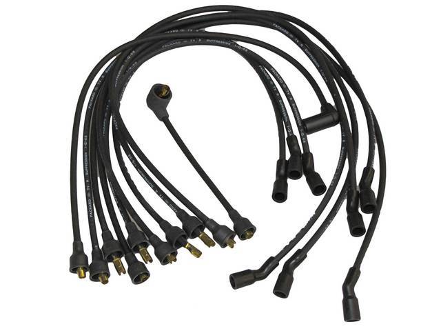 WIRE SET, Spark Plug, OE Correct, features black wires w/ *PACKARD*, *TVR*, *SUPPRESSION* and *1-Q-68* date code, Repro
