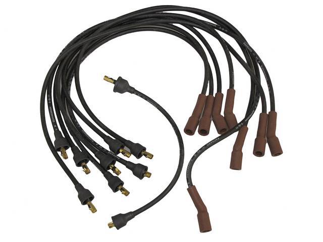 WIRE SET, Spark Plug, OE Correct, features black wires w/ *PACKARD*, *TVR*, *SUPPRESSION* and *3-Q-71* date code, Repro