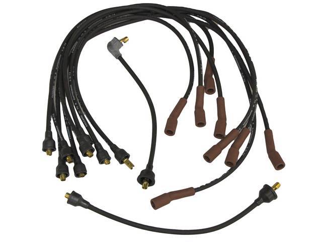 WIRE SET, Spark Plug, OE Correct, features black wires w/ *PACKARD*, *TVR*, *SUPPRESSION* and *3-Q-72* date code, Repro