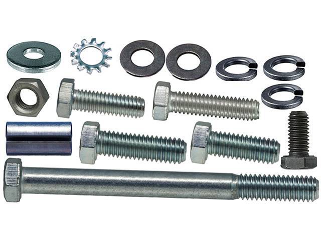 Alternator Fastener Kit, 15-piece kit, includes HX bolts, washers, nuts and a spacer, OE Correct reproduction