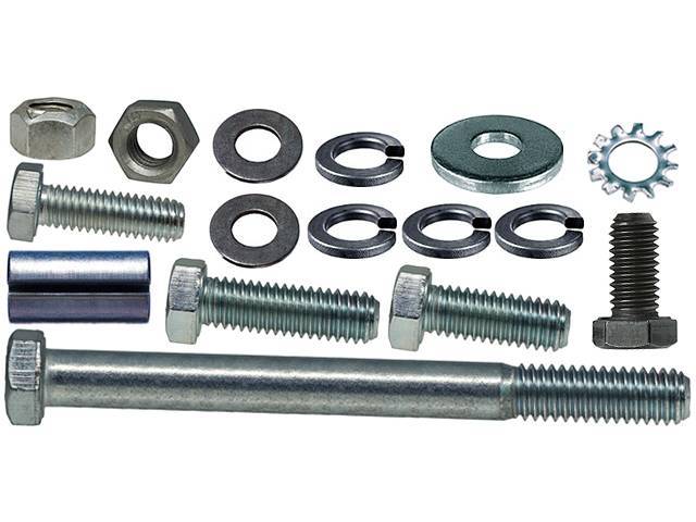 Alternator Fastener Kit, 16-piece kit, includes HX bolts, washers, nuts and a spacer, OE Correct reproduction