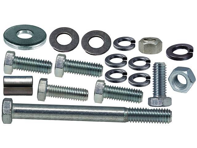 Alternator Fastener Kit, 18-piece kit, includes HX bolts, washers, nuts and a spacer, OE Correct reproduction