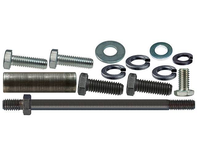Alternator Fastener Kit, 16-piece kit, includes bolts, HX stud, nuts and a spacer, OE Correct reproduction